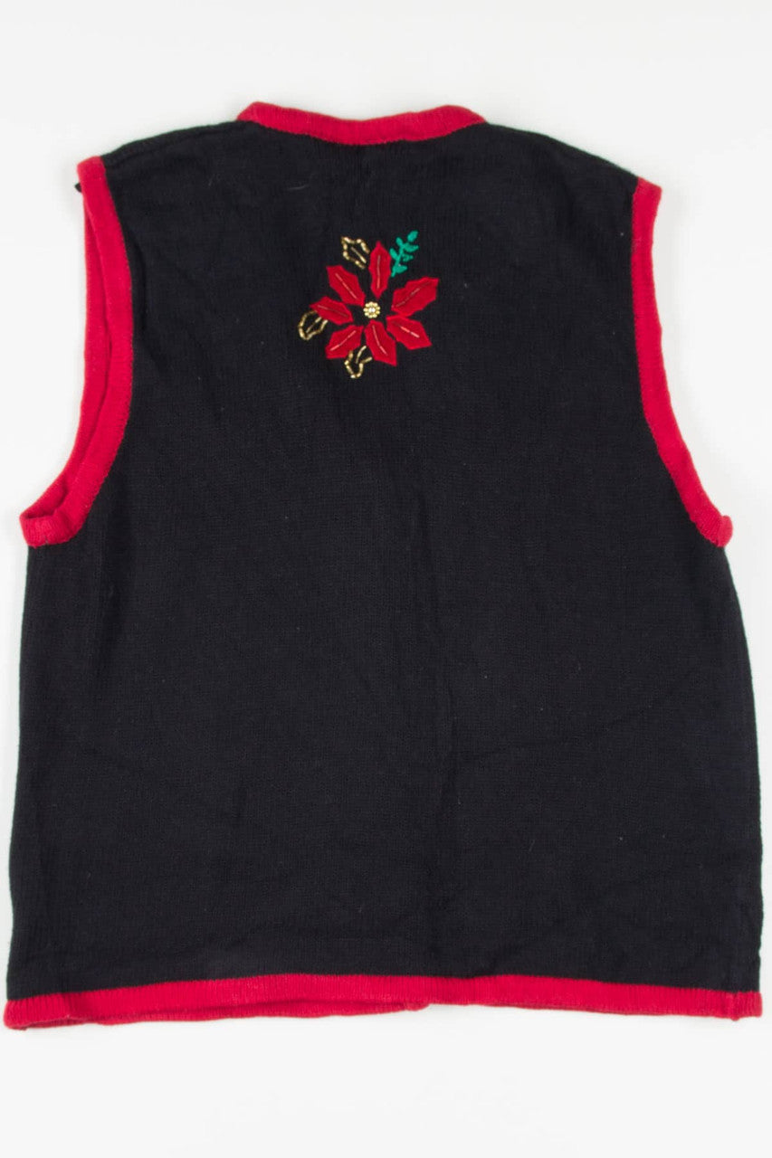 Black Poinsettias Ugly Christmas Vest 57644
