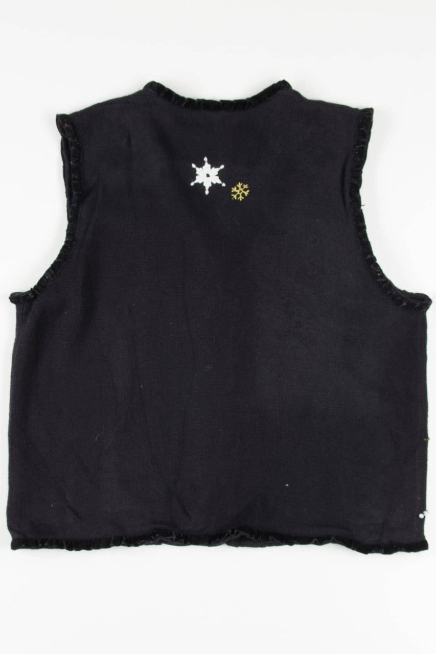 Black Ruffle Snowflakes Ugly Christmas Vest 57682