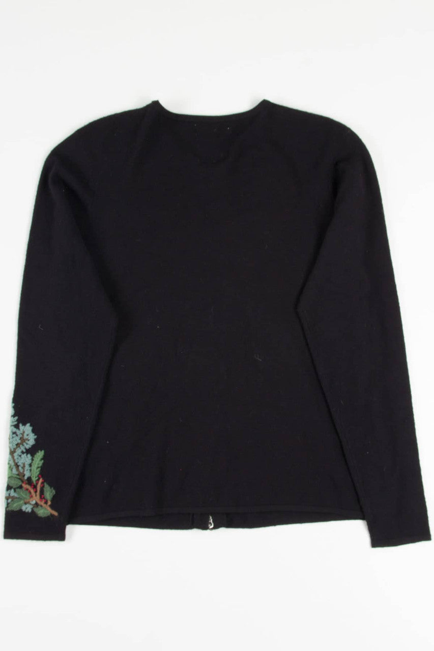 Black Holly Branches Ugly Christmas Cardigan 57784