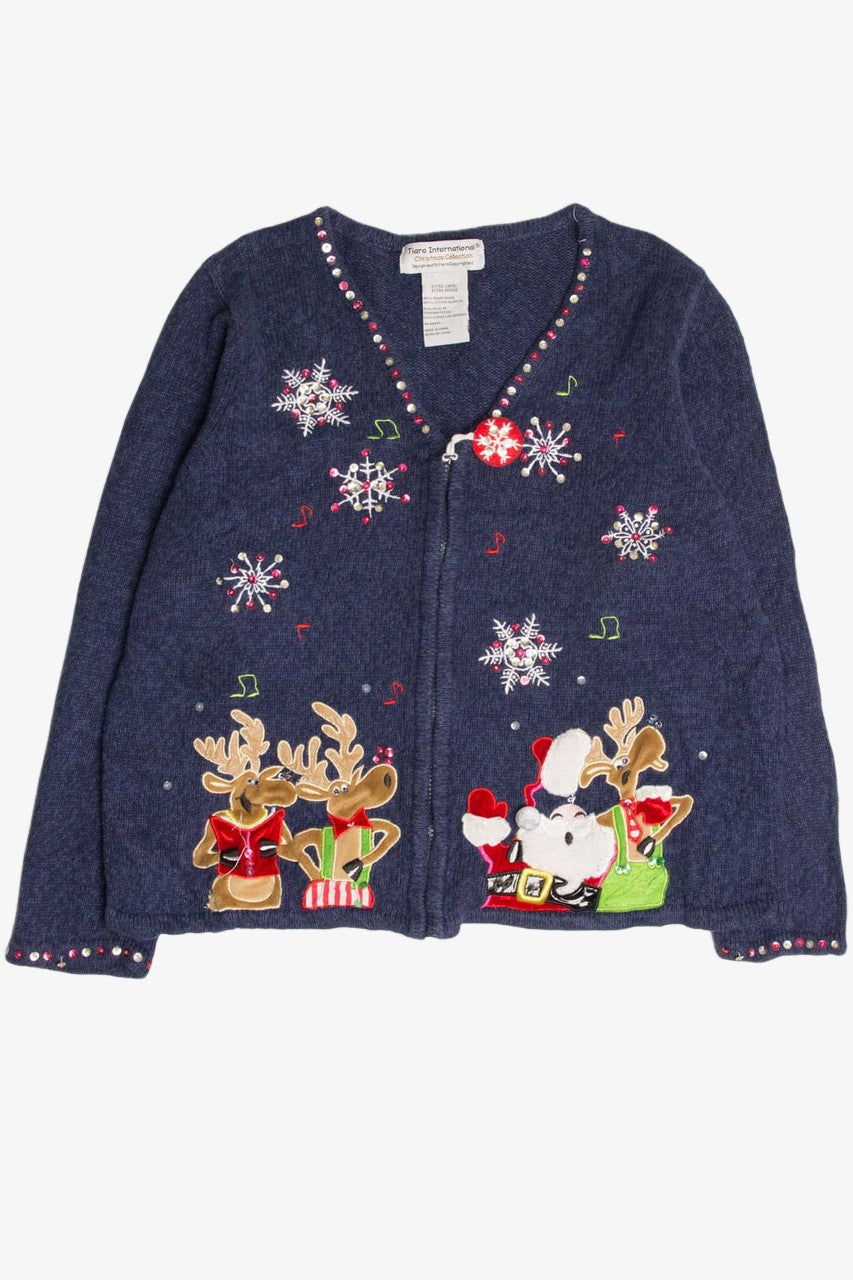 Blue Reindeer Ugly Christmas Cardigan 57880