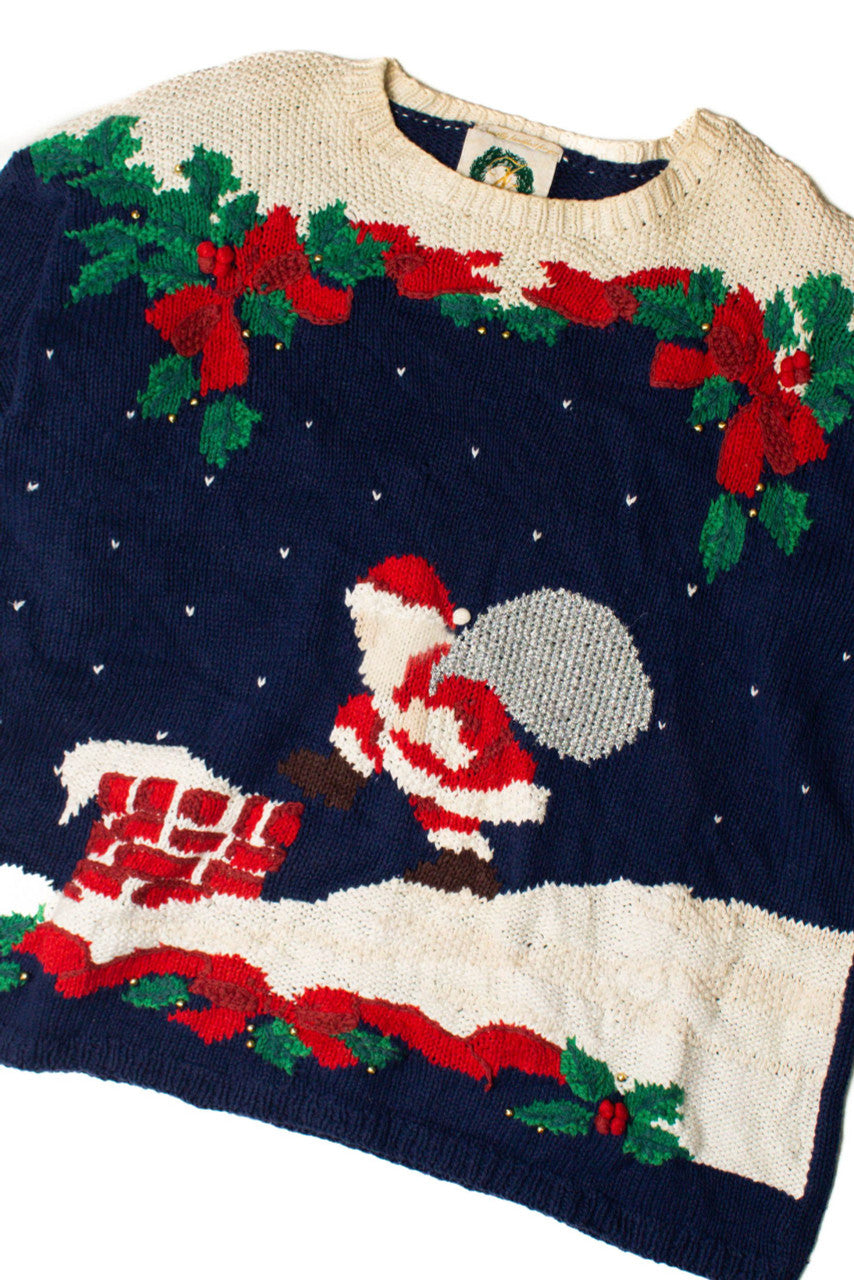 Vintage Santa on the Roof Ugly Christmas Pullovers (1994)