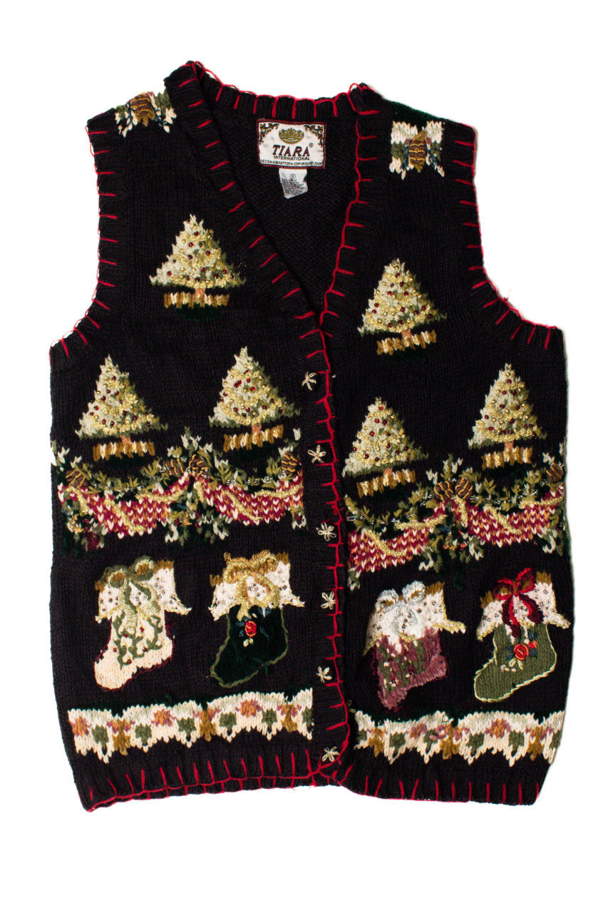 Vintage Trees and Stockings Ugly Christmas Vests (2000)