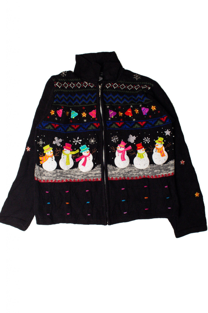 Funky Fun Snowmen Friend Ugly Christmas Cardigan 59396