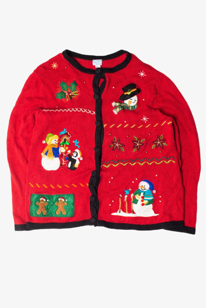 Smiley Snowmen Ugly Christmas Cardigan 59407