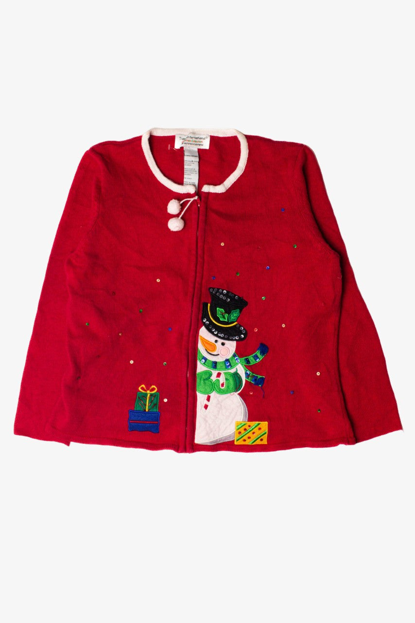 Snowman With Gift For You! Ugly Christmas Cardigan 59413