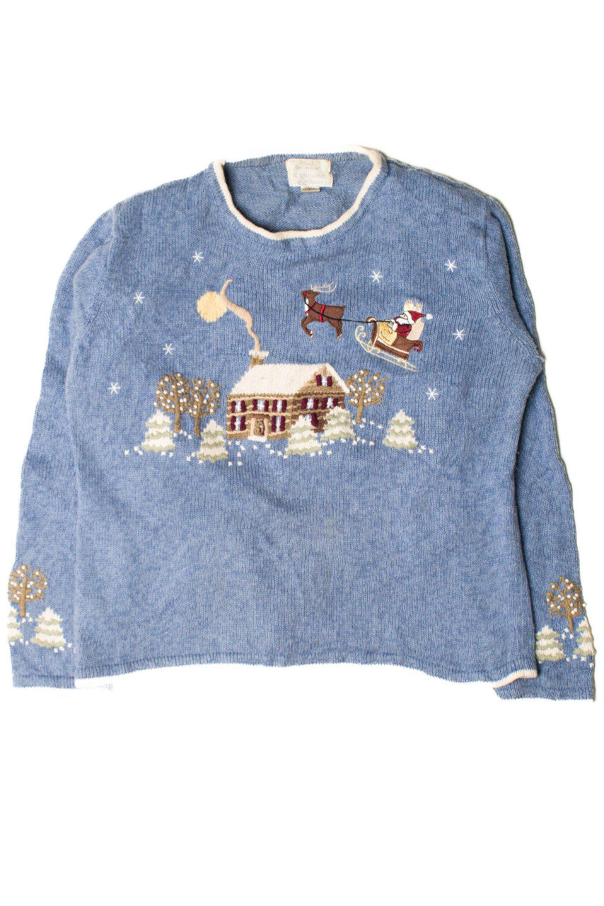 Santa Flying Over Ugly Christmas Pullover 59425