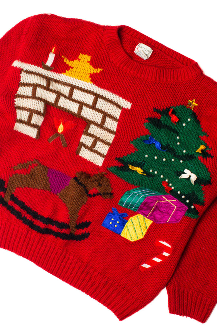 Vintage Gifts Under the Tree Ugly Christmas Pullover 59439 (1970s)