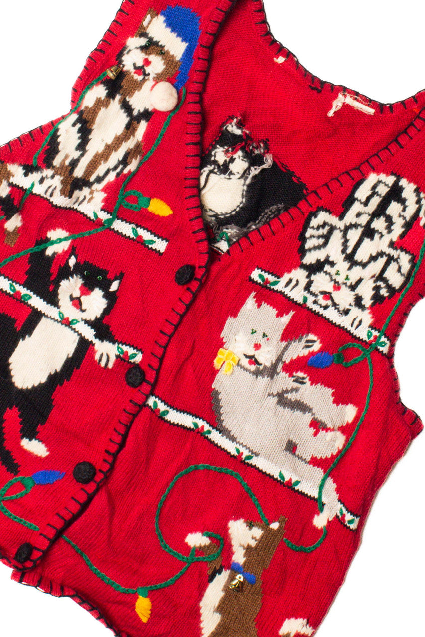 Kitties Climbing Like Crazy! Ugly Christmas Vest 59448