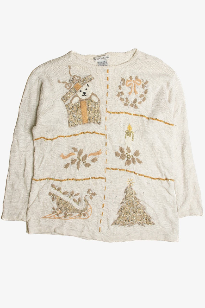 Vintage White Ugly Christmas Sweater 59562