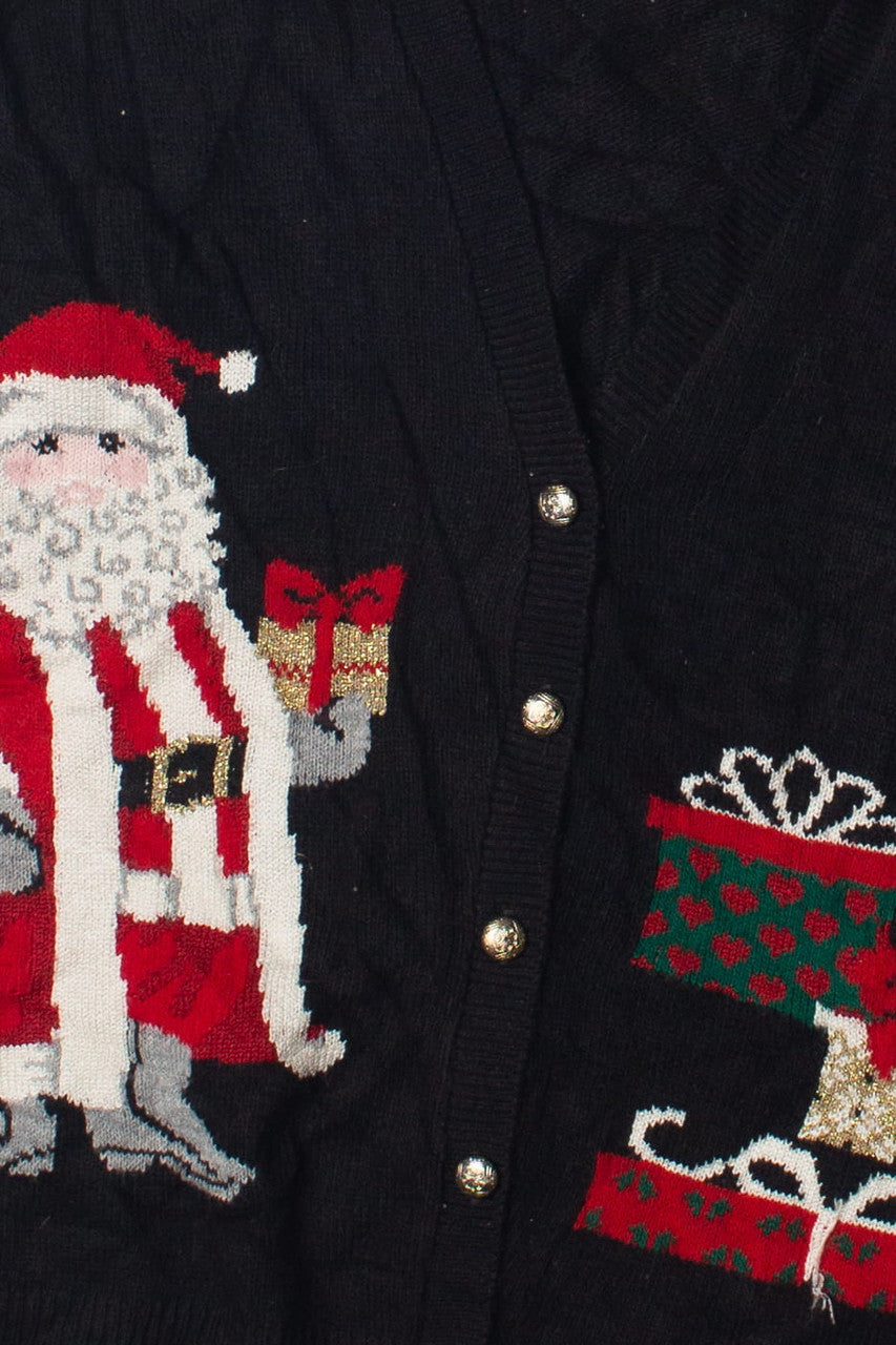 Santa and Presents Black Ugly Christmas Sweater Vest 60804