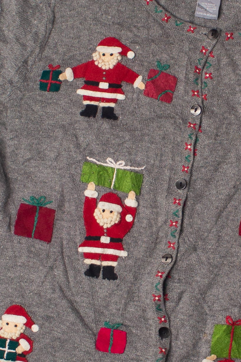 Santa With Presents Gray Ugly Christmas Sweater 60814