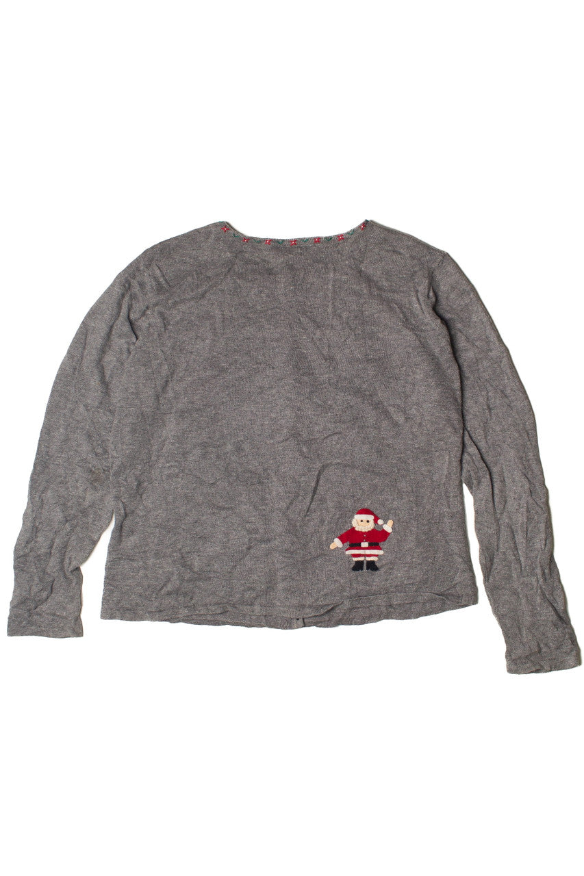 Santa With Presents Gray Ugly Christmas Sweater 60814