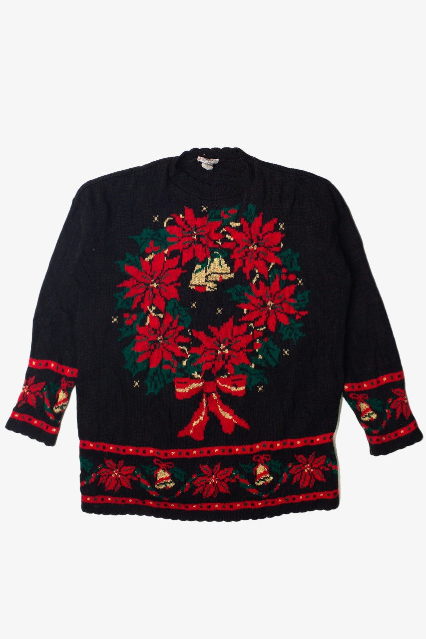 Poinsettia Wreath Ugly Christmas Sweater 60824