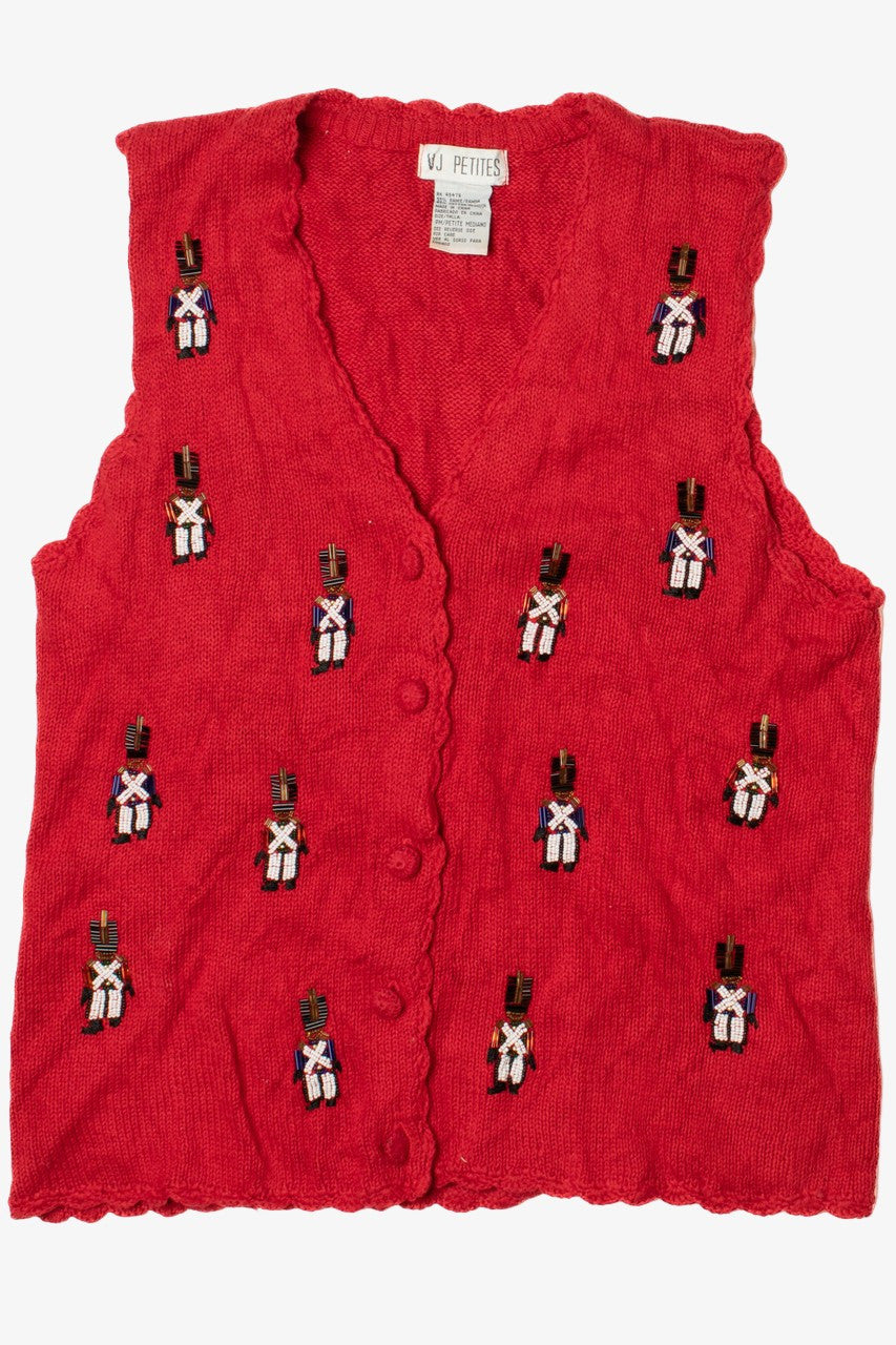 Hand Beaded Nutcrackers Ugly Christmas Sweater Vest 61331