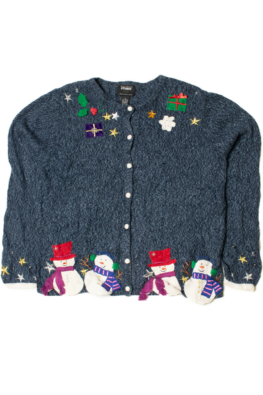 Blue Ugly Christmas Cardigan Sweater 61352