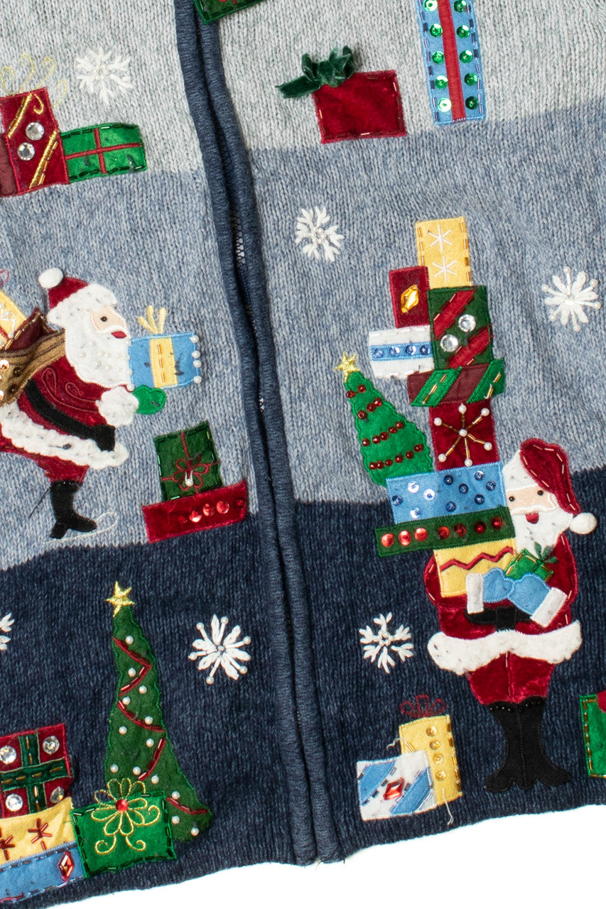Snowy Santa Ugly Christmas Zip-Up Sweater 61356