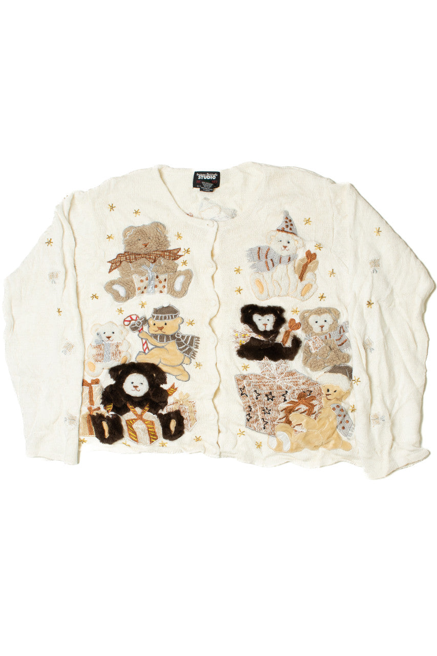 Holiday Bears Ugly Christmas Cardigan Sweater