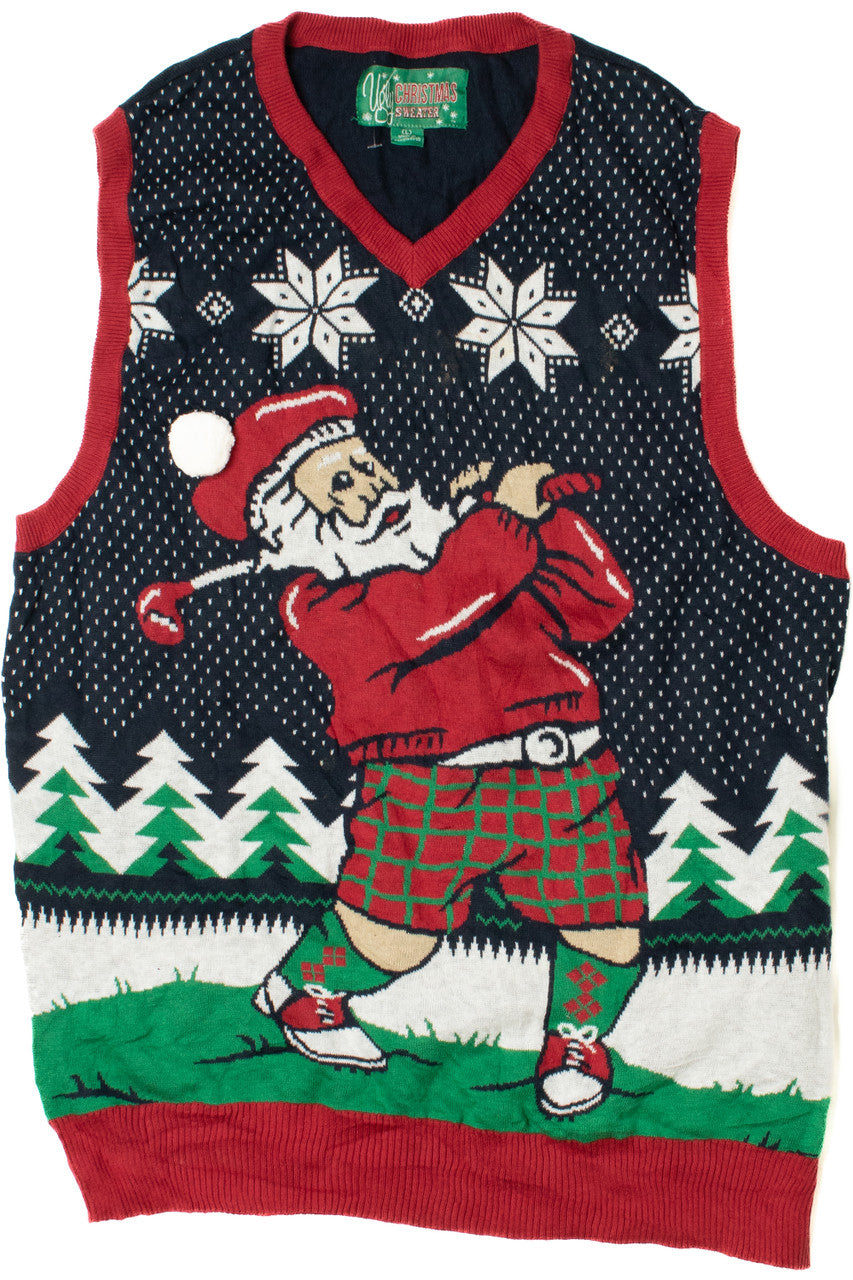 Golfing Santa Ugly Christmas Sweater Vest 61370