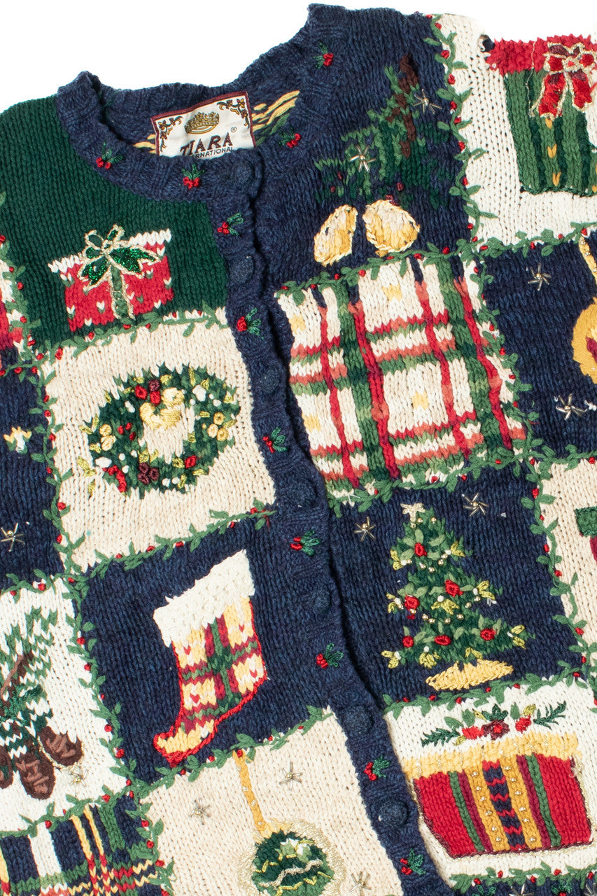 Holiday Patchwork Ugly Christmas Cardigan 61408