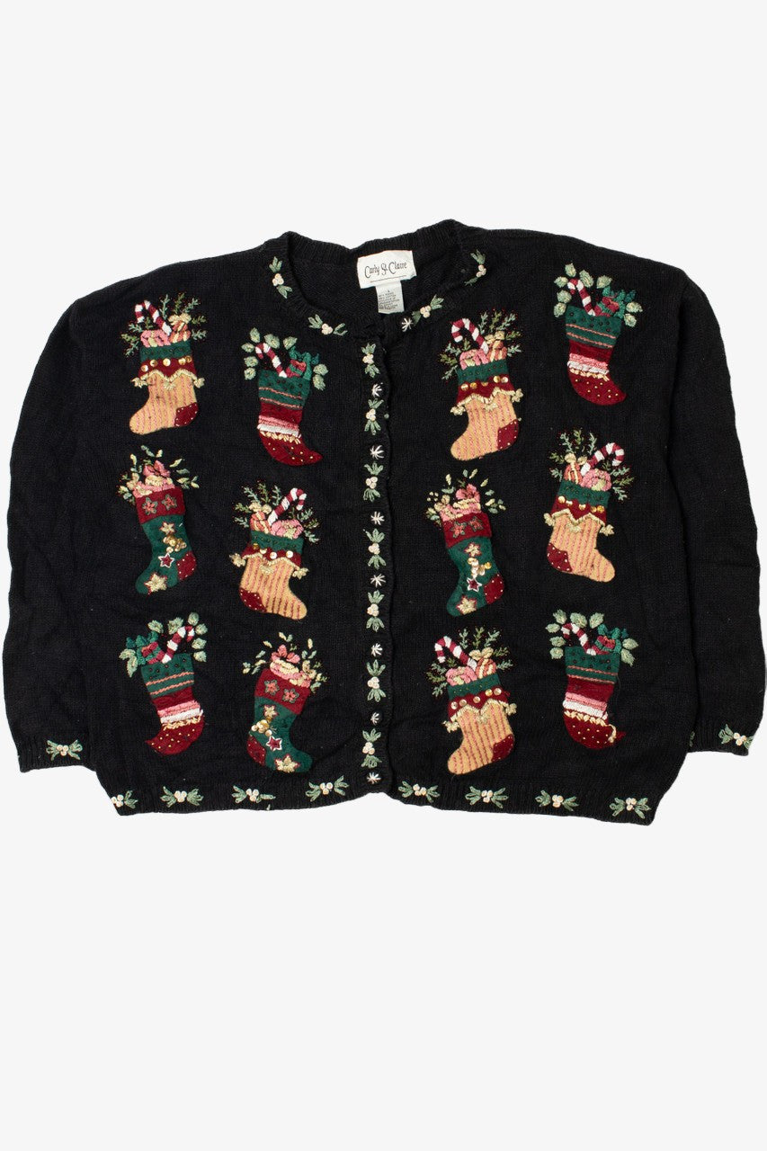 Embroidered Stockings Ugly Christmas Cardigan 61418