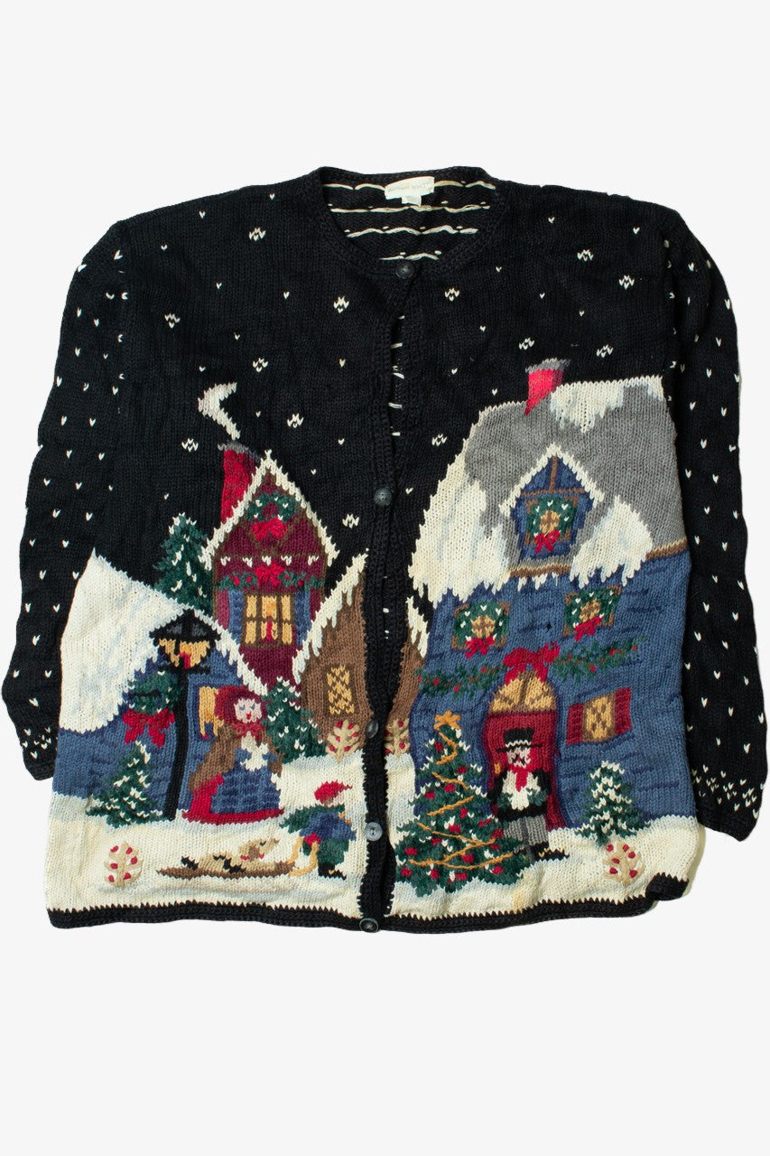 Holiday Town Scene Ugly Christmas Cardigan 61422
