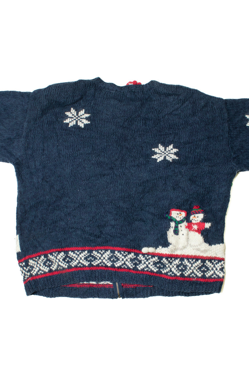Happy Snowmen Ugly Christmas Zip-Up Cardigan 61424