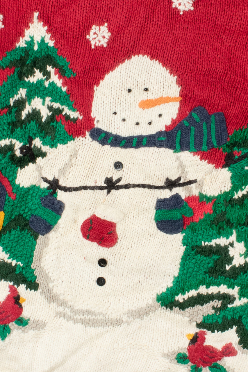Snowman In The Snowy Trees Ugly Christmas Sweater 61449