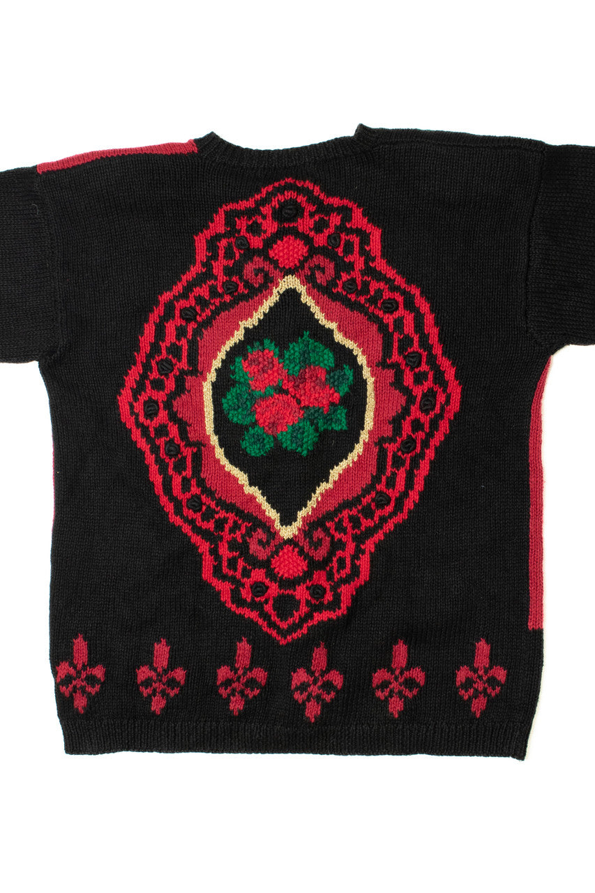 Velvet Bow Hand Knit Ugly Christmas Cardigan 61455