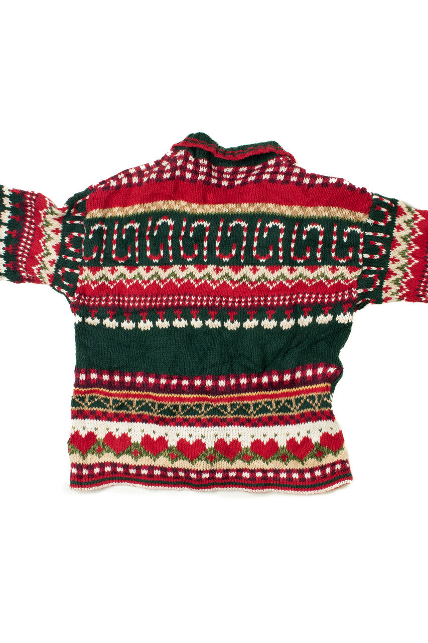 Santa Candy Cane Pattern Ugly Christmas Cardigan 61489