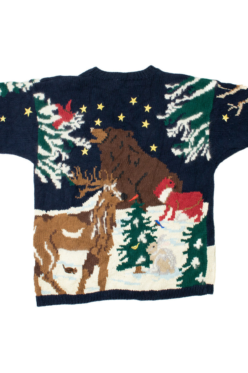 Christmas Tree Animal Landscape Ugly Christmas Cardigan 61490
