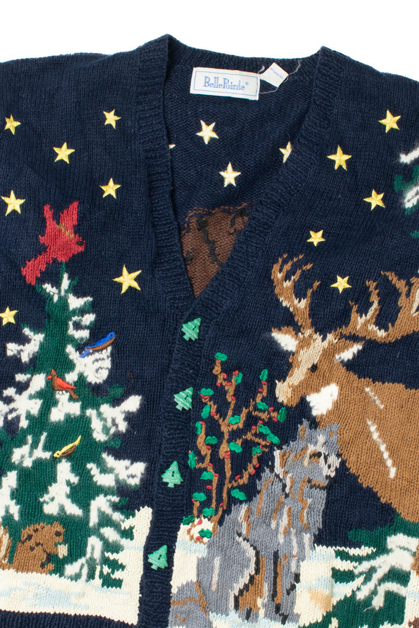 Christmas Tree Animal Landscape Ugly Christmas Cardigan 61490