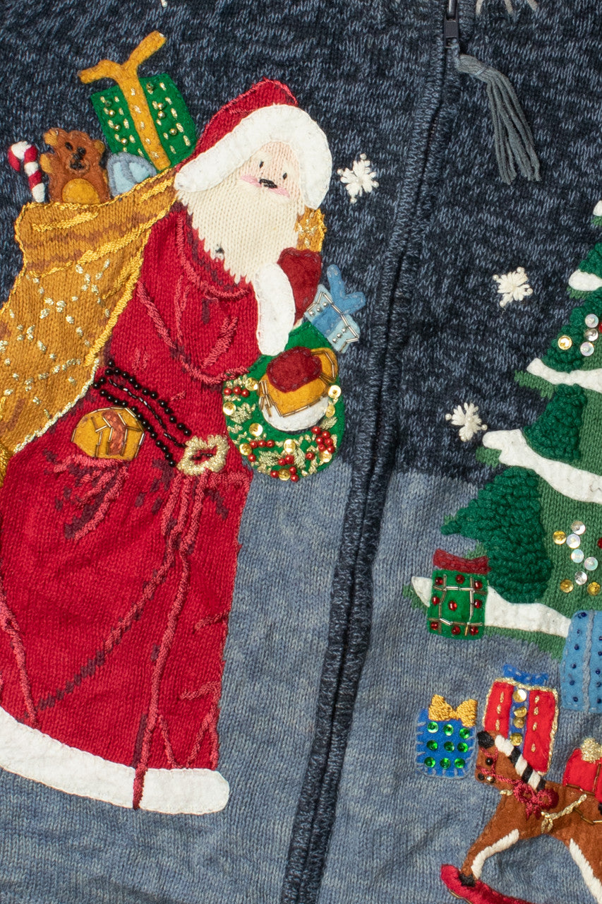 Santa Ugly Christmas Zip-Up Cardigan 61572