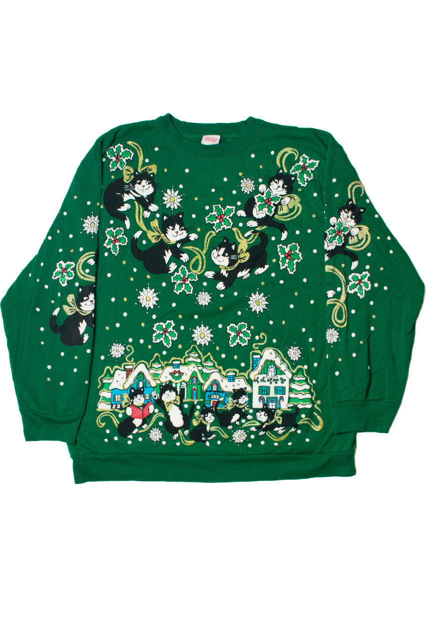 Cats With Ribbon Ugly Christmas Sweatshirt 61615