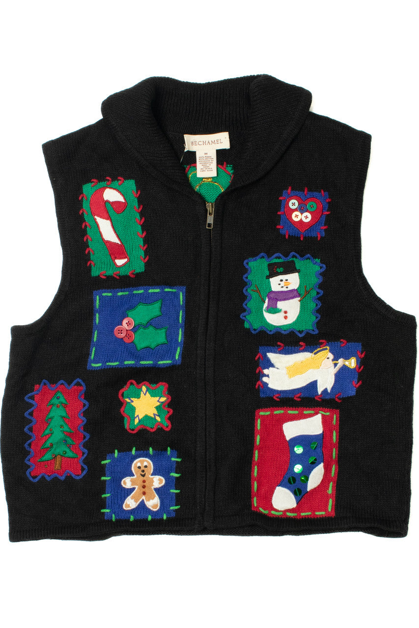 Festive Patchwork Ugly Christmas Vest 61619