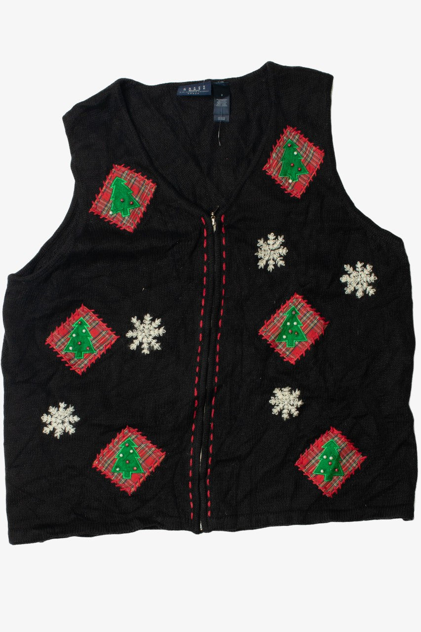 Red Plaid Tree Patches Ugly Christmas Vest 61632