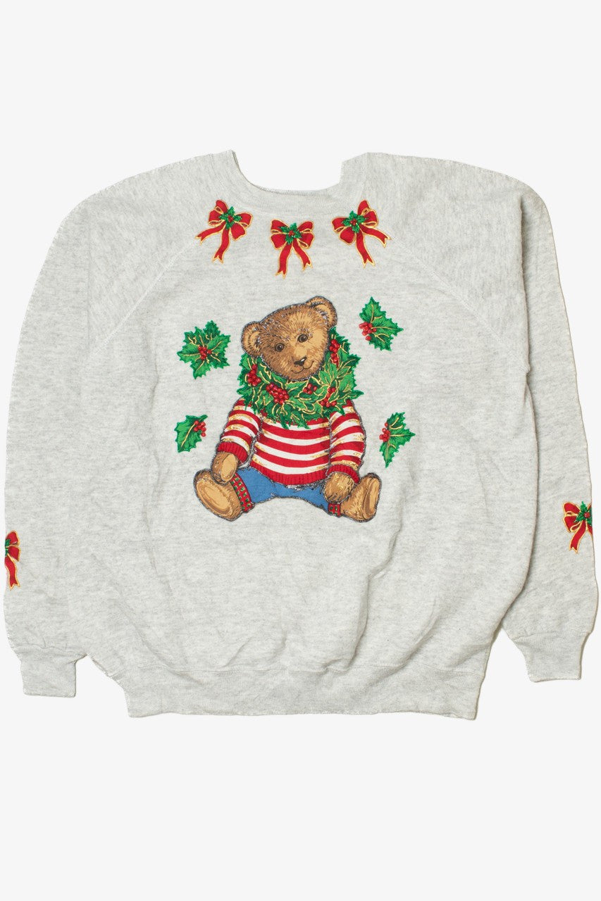 Recycled Puff Paint Bear Ugly Christmas Sweatshirt 61643