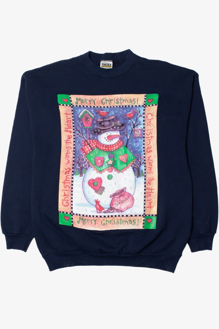 Navy "Christmas Warms The Heart" Ugly Christmas Sweatshirt 61650