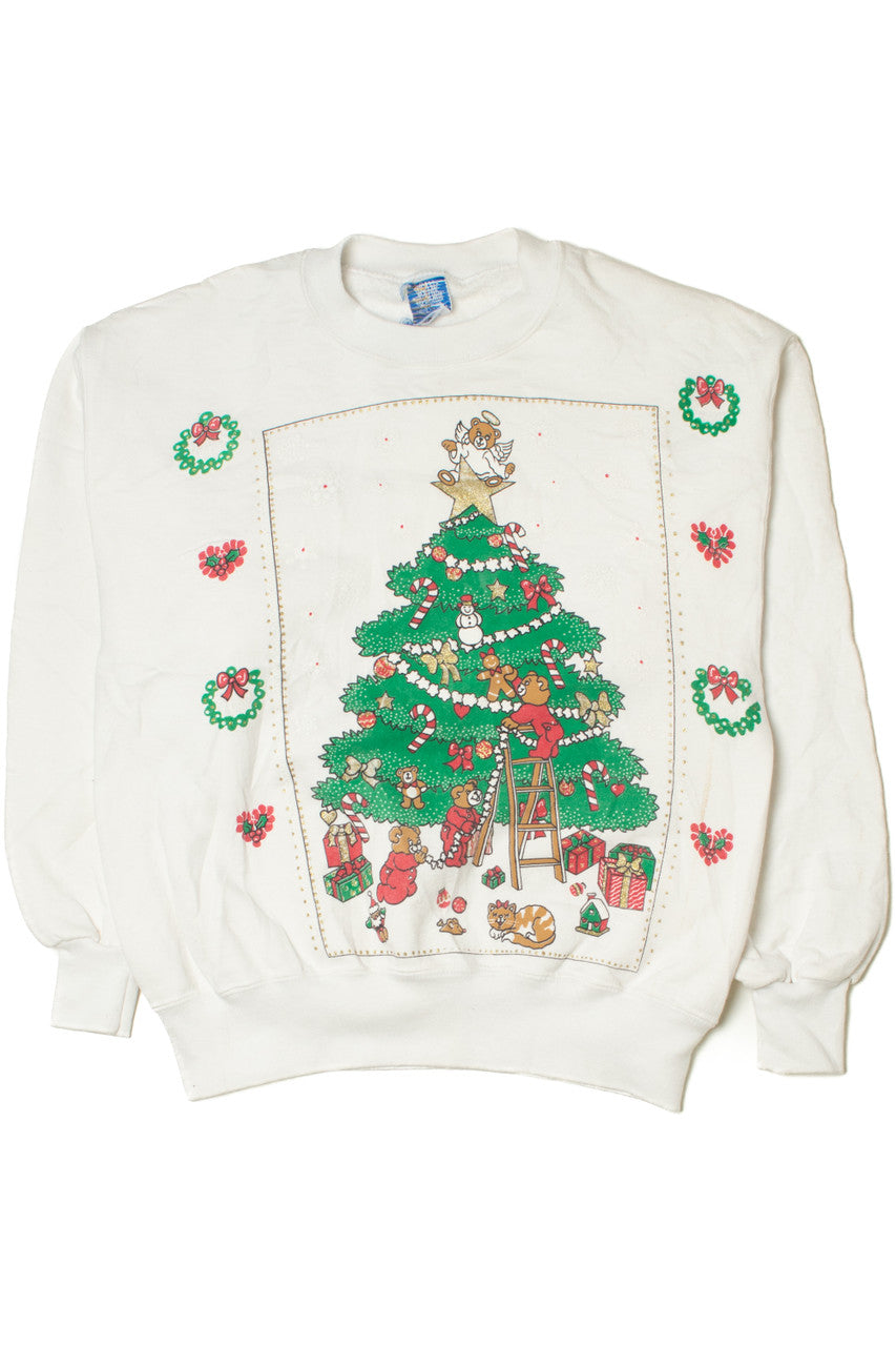 Decorating The Tree Ugly Christmas Sweatshirt 61654