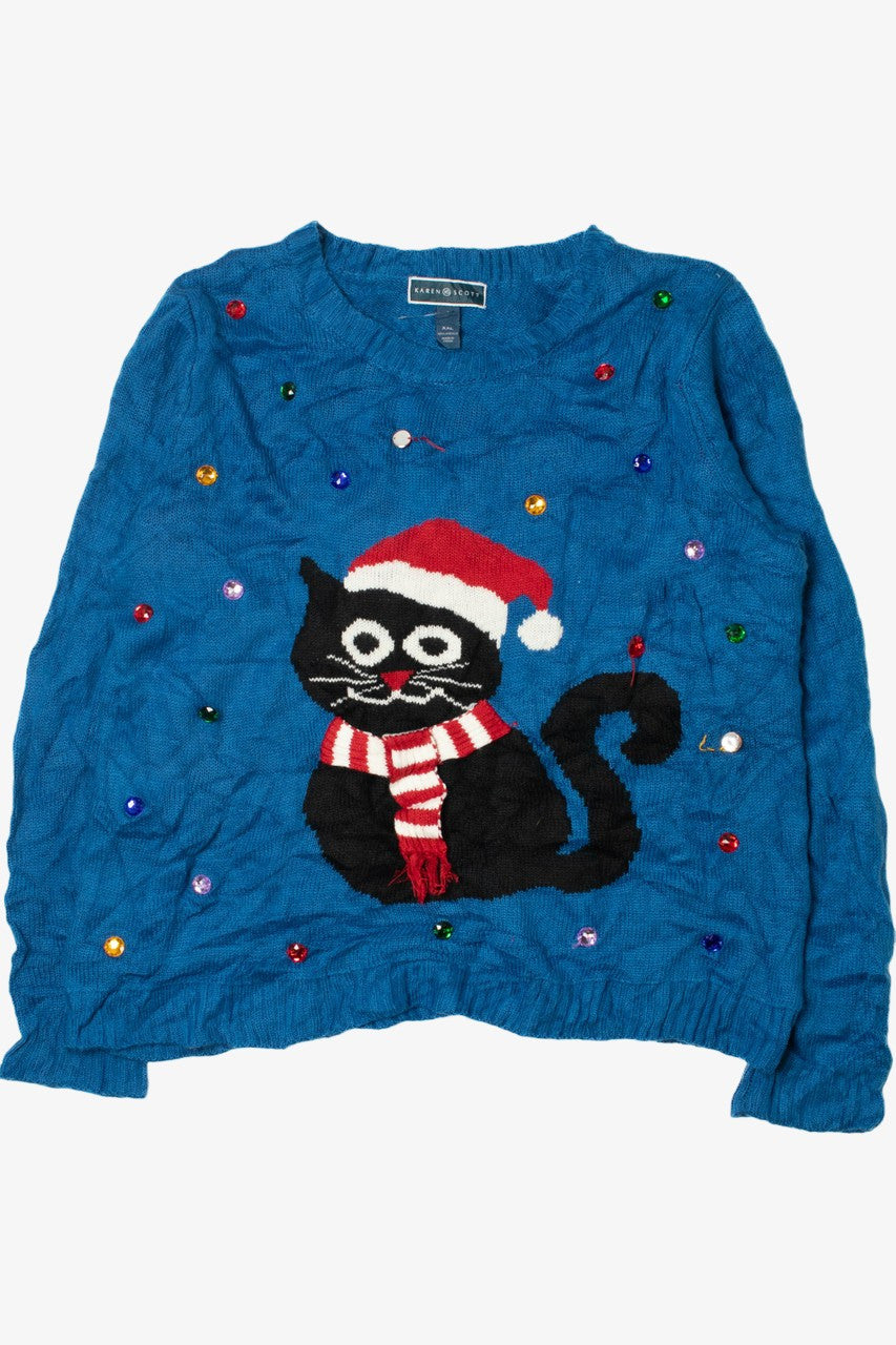 Festive Cat Ugly Christmas Pullover 61686