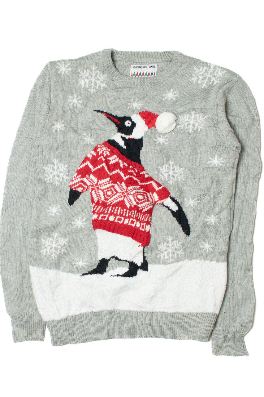 Penguin Wearing 3-D Sweater Ugly Christmas Pullover 61716