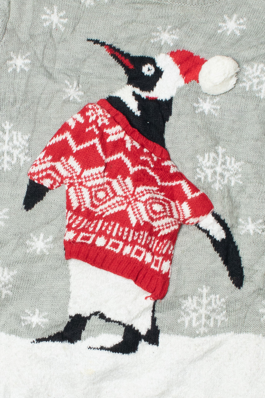 Penguin Wearing 3-D Sweater Ugly Christmas Pullover 61716