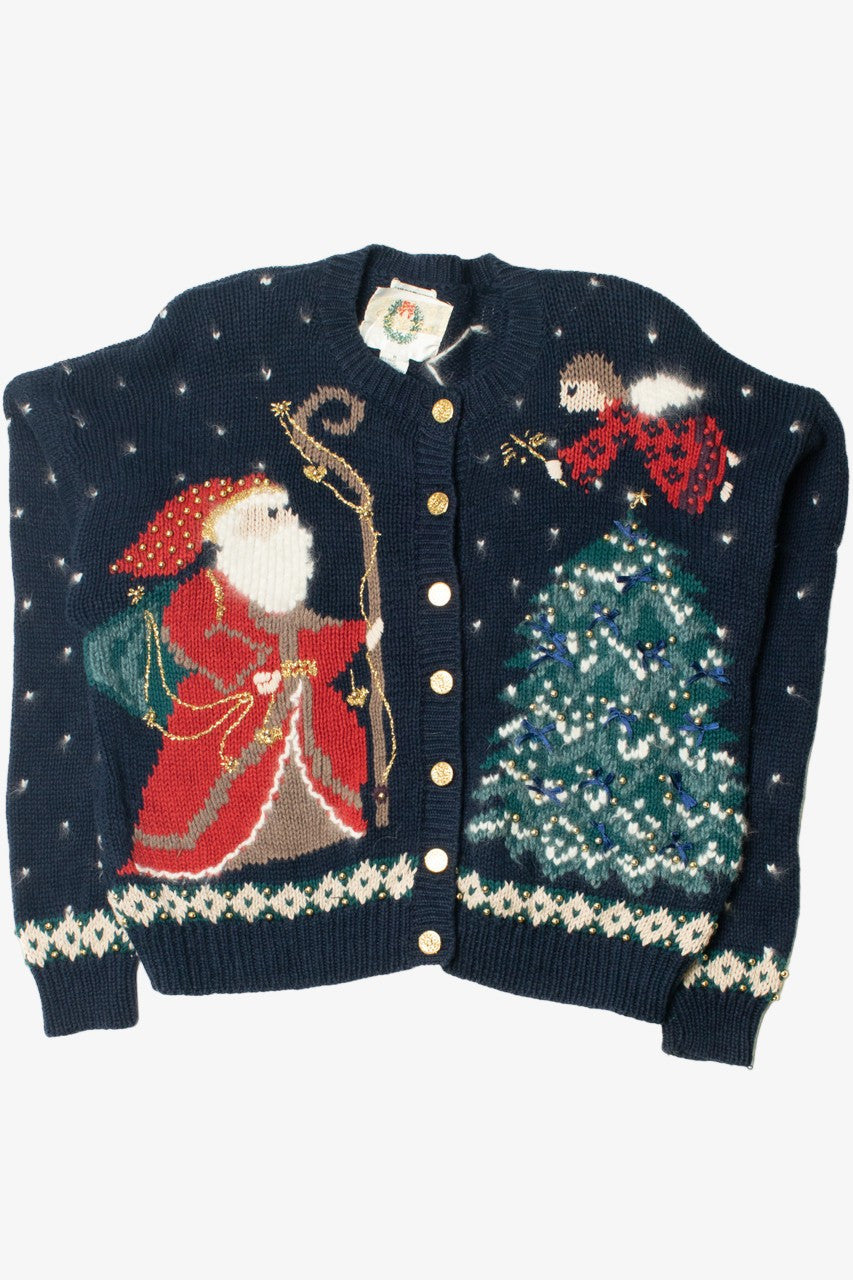 Vintage Santa And Angel Ugly Christmas Sweater 61734