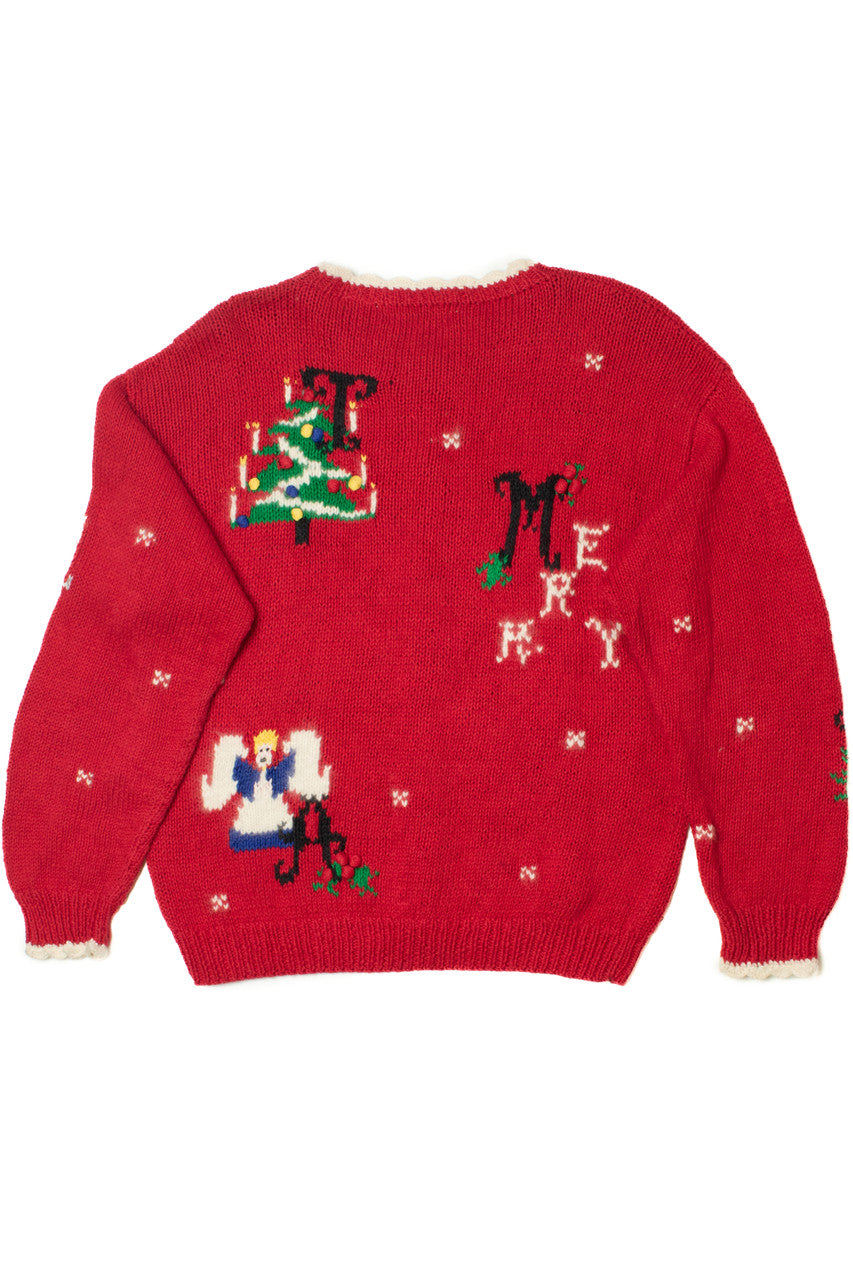 Vintage "Merry Christmas" Letter Spellout Ugly Christmas Sweater