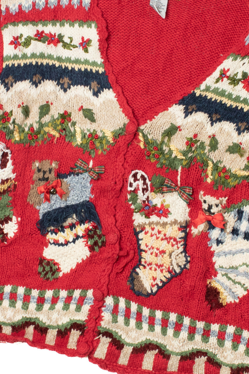 Vintage Stockings With Presents Ugly Christmas Sweater