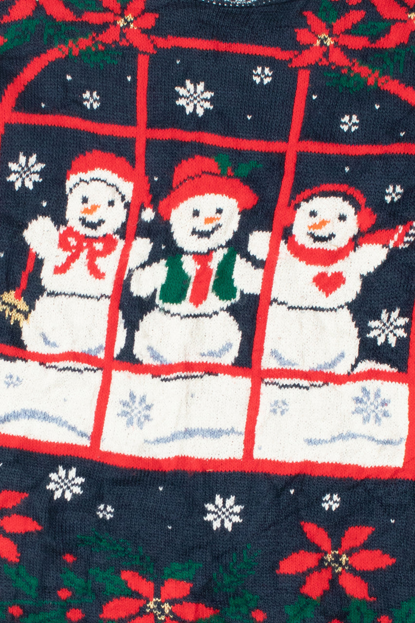 Vintage Snowmen Through The Window Ugly Christmas Pullover 61758