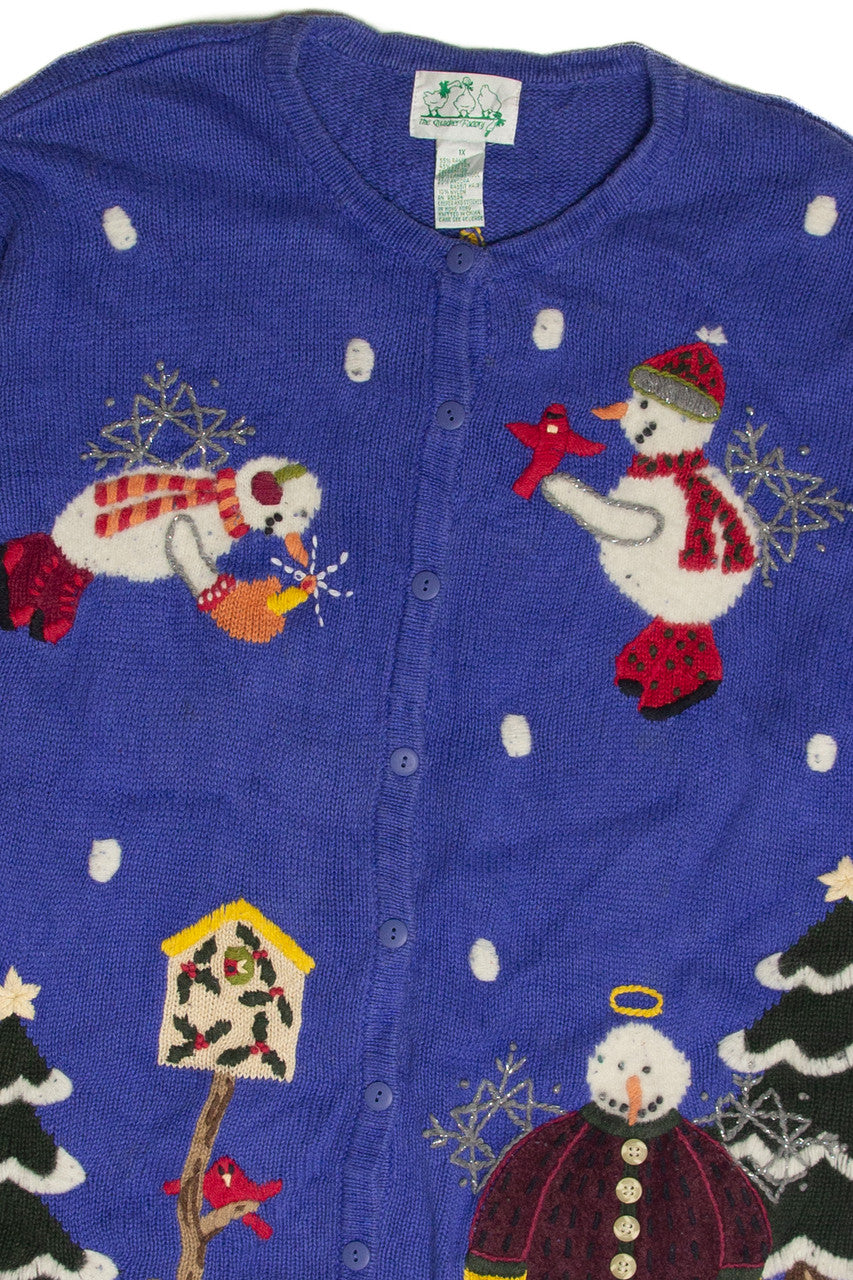 Vintage Blue Ugly Christmas Cardigan 61782