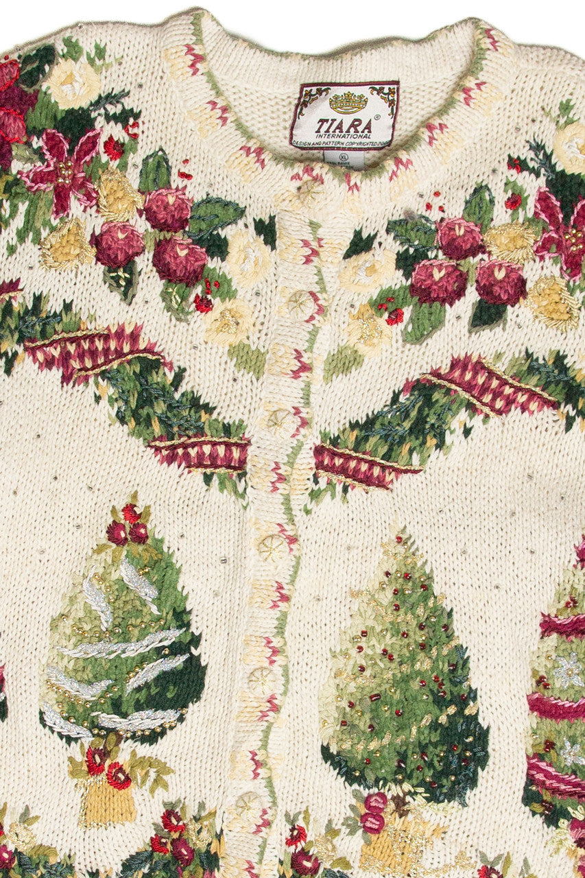 Vintage White Ugly Christmas Cardigan 61824