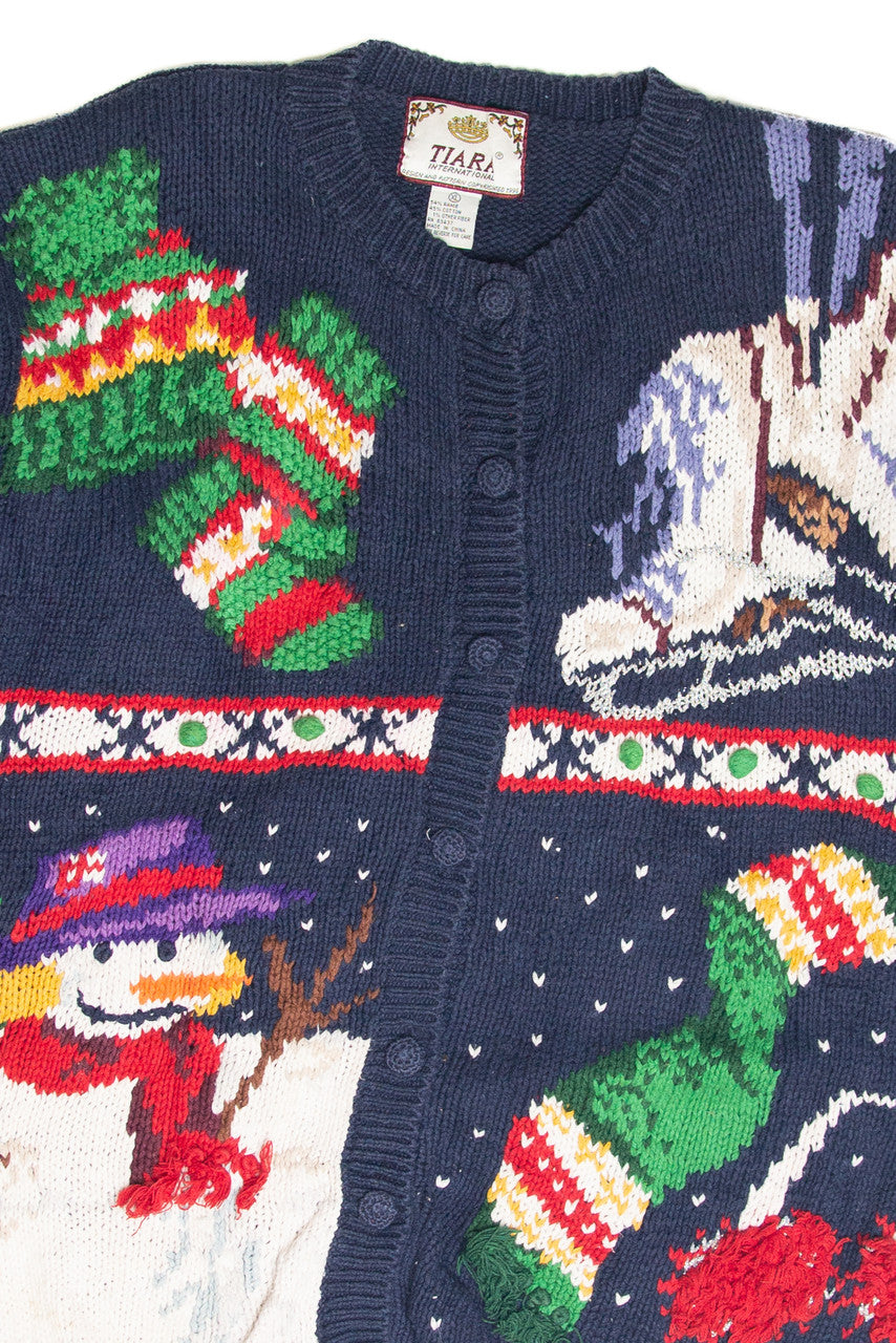 Vintage Blue Ugly Christmas Cardigan 61836