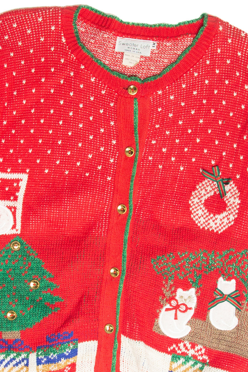 Vintage Red Ugly Christmas Cardigan 61865