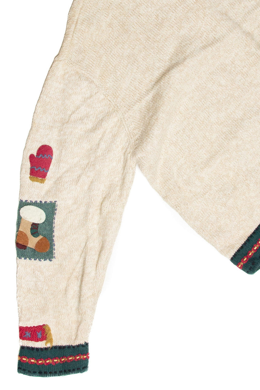 Vintage Beige Ugly Christmas Cardigan 61869
